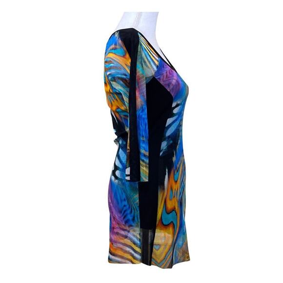Elana Kattan black print tunic/minidress, small, edgy, psychedelic, cyberpunk - Picture 2 of 5